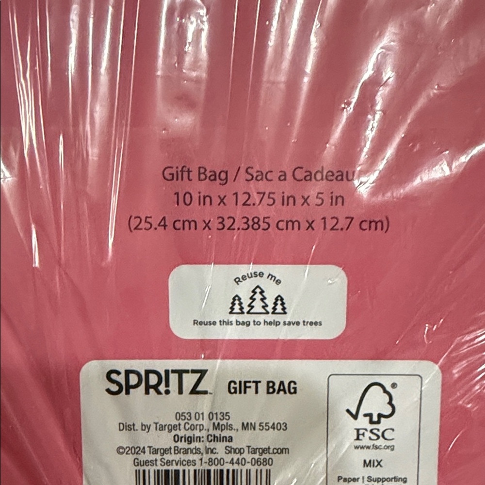 Spritz Floral Gift Bag in Pink and Peach 24 bags medium size NEW - Picture 3 of 3